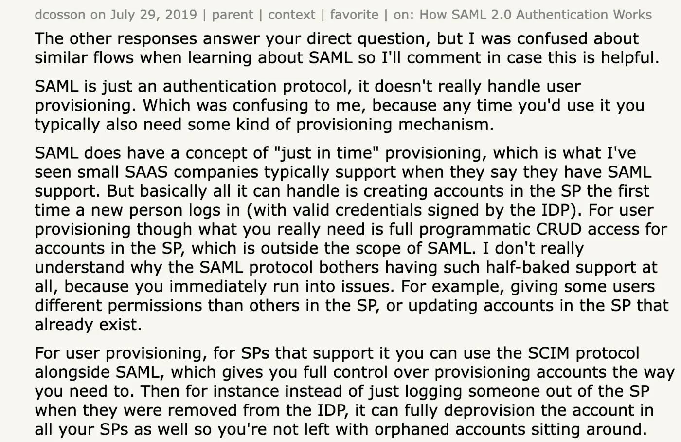 Hacker News comment by dcosson