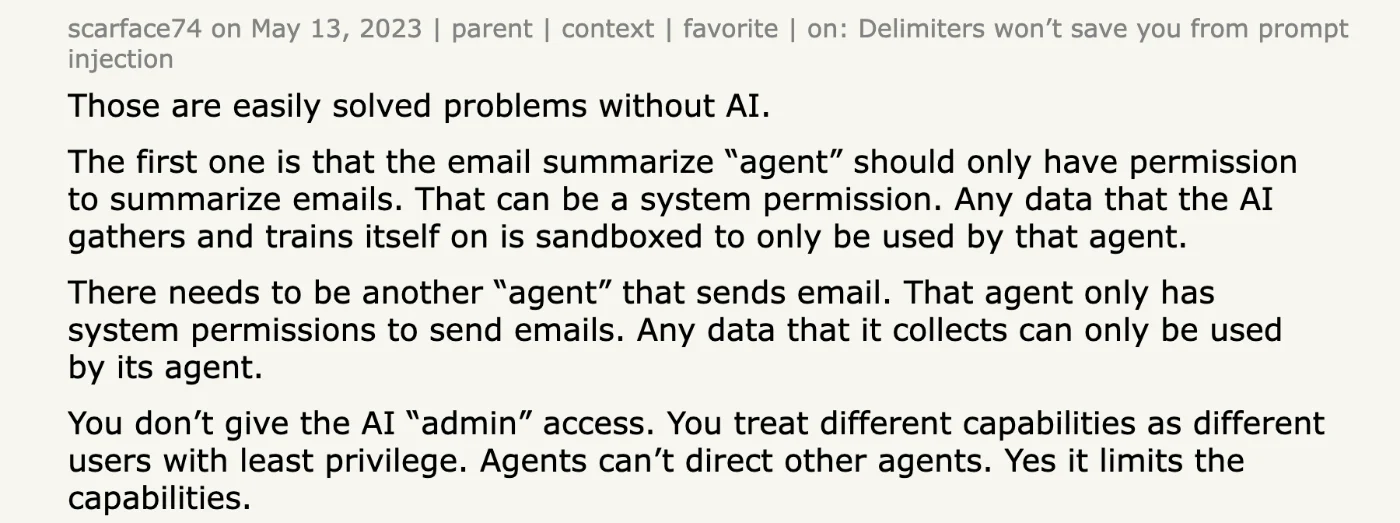 Hacker News comment by scarface74