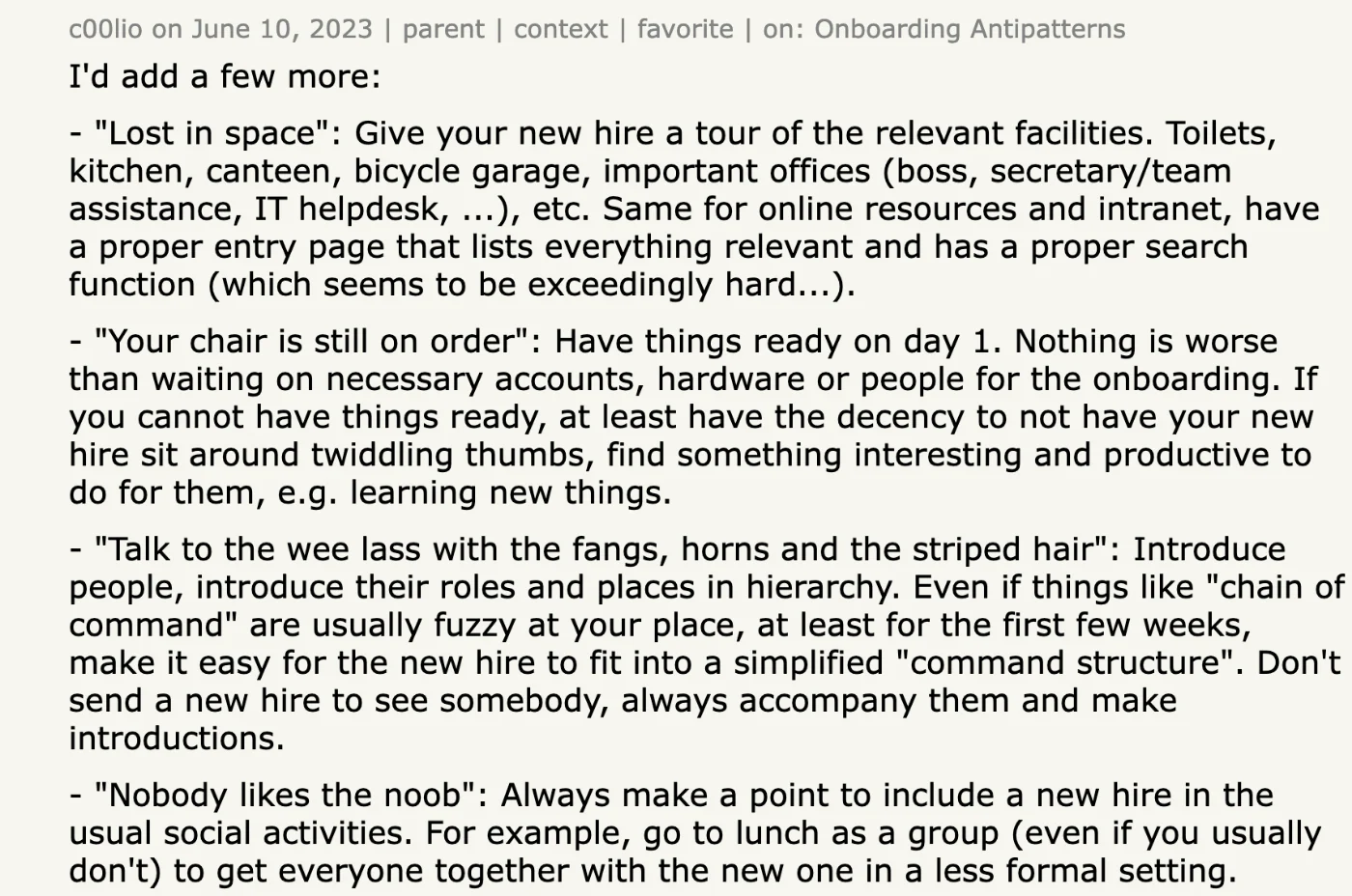 Hacker News comment by c00lio
