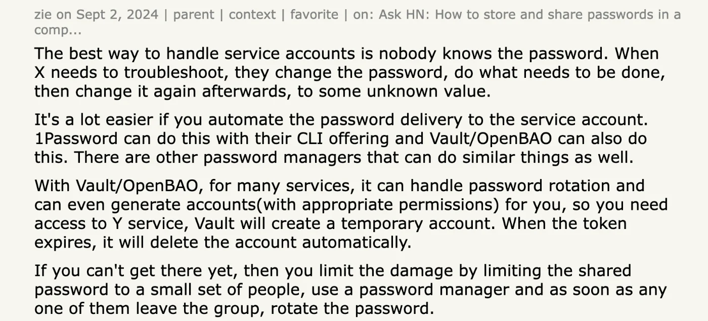 Hacker News comment by zie