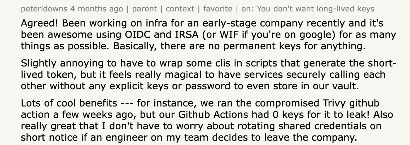 Hacker News comment by peterldowns