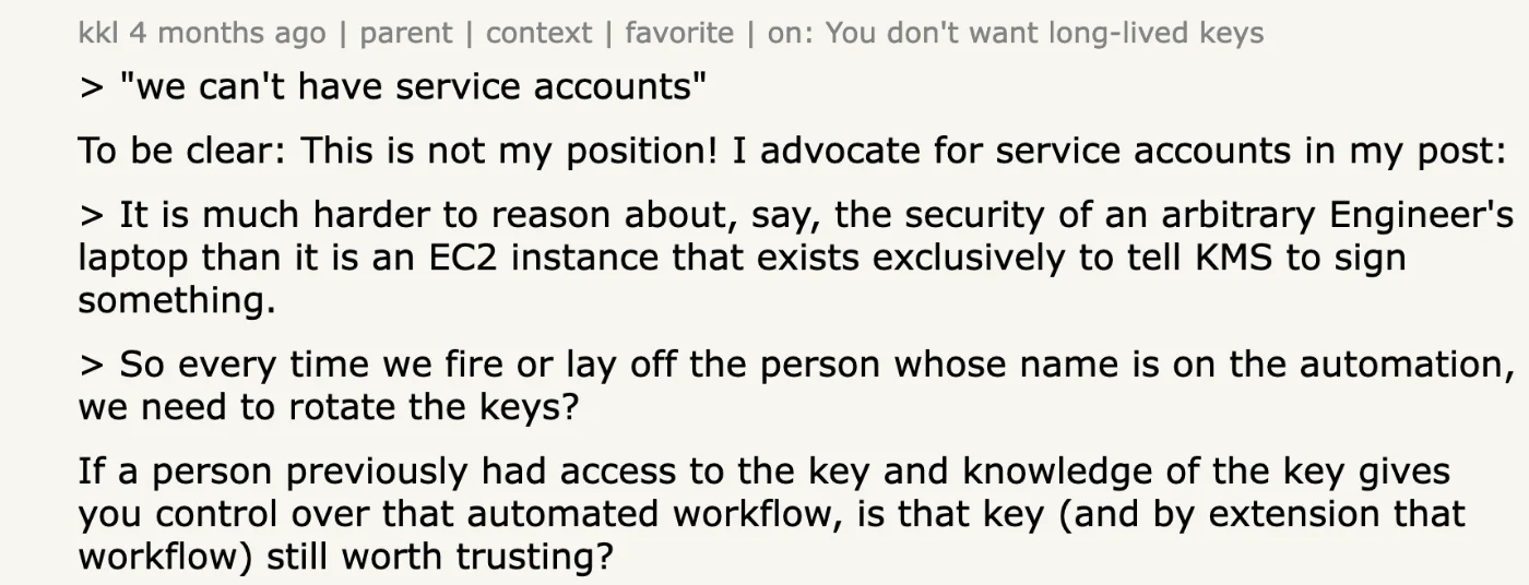 Hacker News comment by kkl